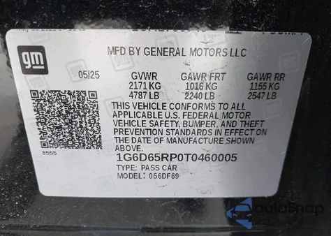 2026 Cadillac Ct4-V V-Series Blackwing Rwd z USA, uszkodzony, nr VIN 1G6D65RP0T0460005